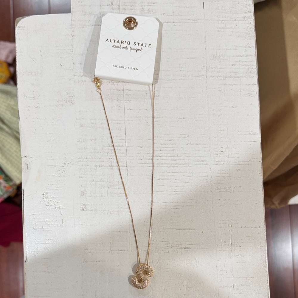 Altar'd State Gold Necklace with Double Pendant